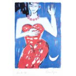 Elvira Bach ('1951), "Frau im rotem Kleid", große Farboffsett-Lithographie, u. re.handsign., u.