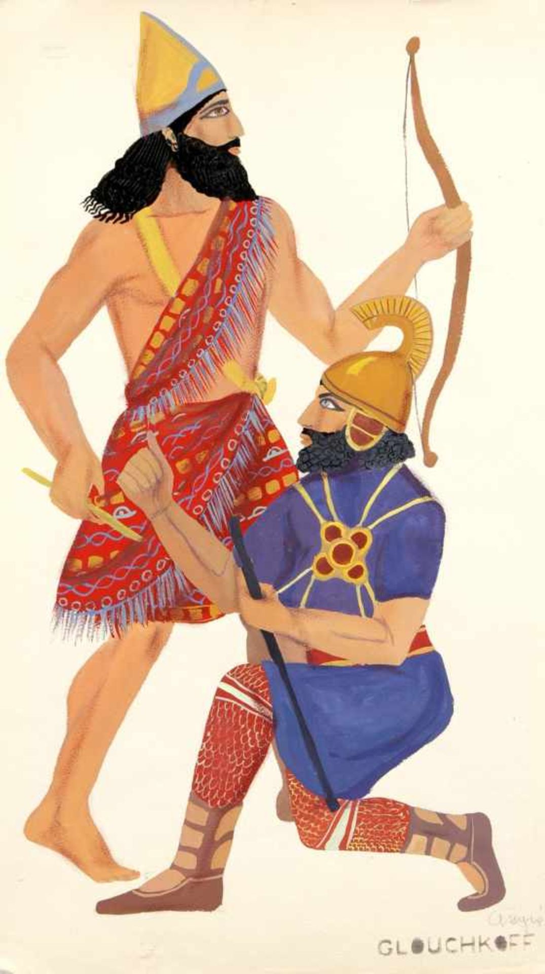 Glouchkoff, russisch-frz. Theatermaler Mitte 20. Jh., Konvolut von 5 Kostümentwürfen zueinem antiken - Bild 2 aus 5