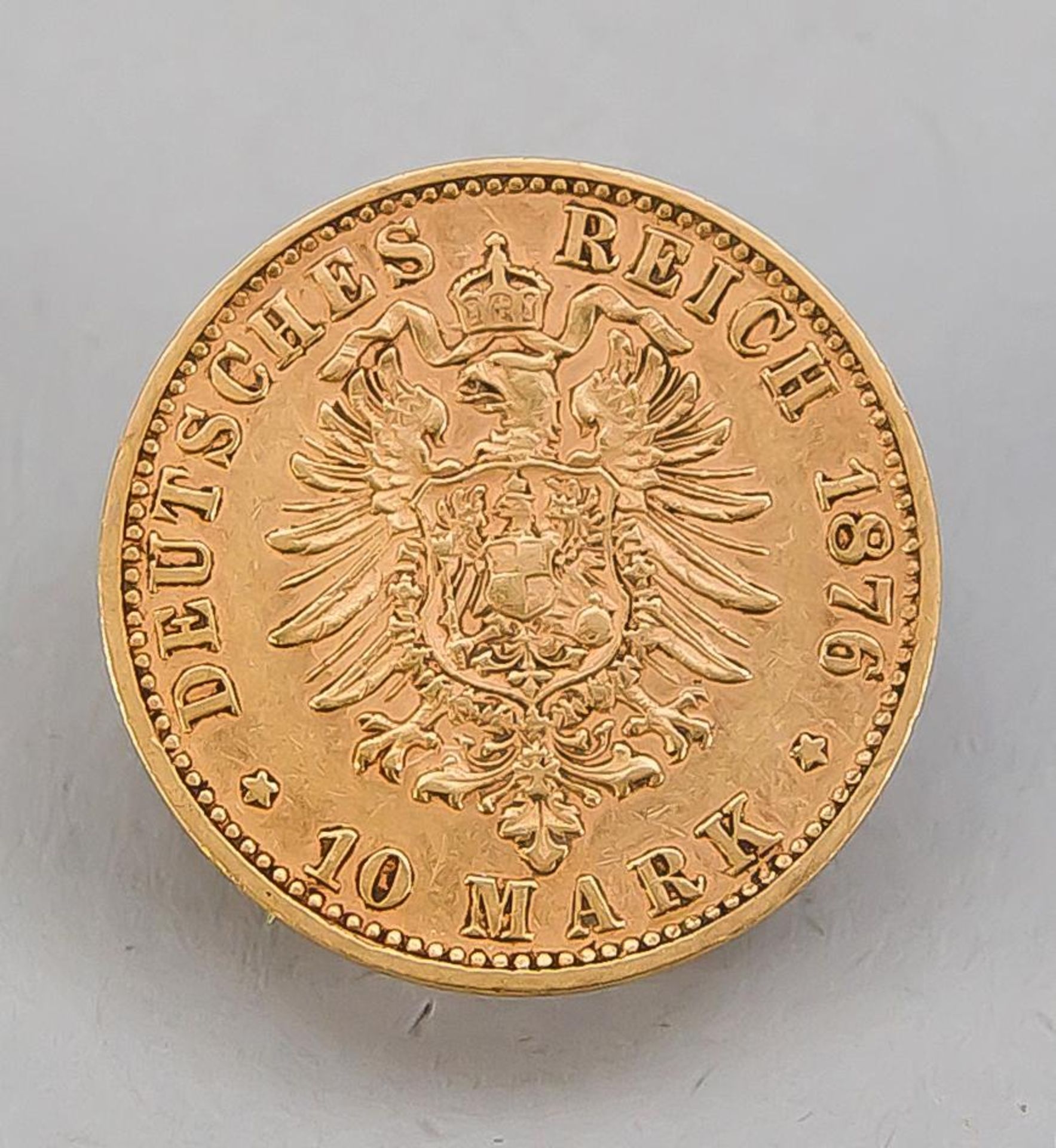 Goldmünze Deutsches Reich 10 Mark, Ludwig II König v. Bayern 1876/D, ca. 3,9 g - Bild 2 aus 2