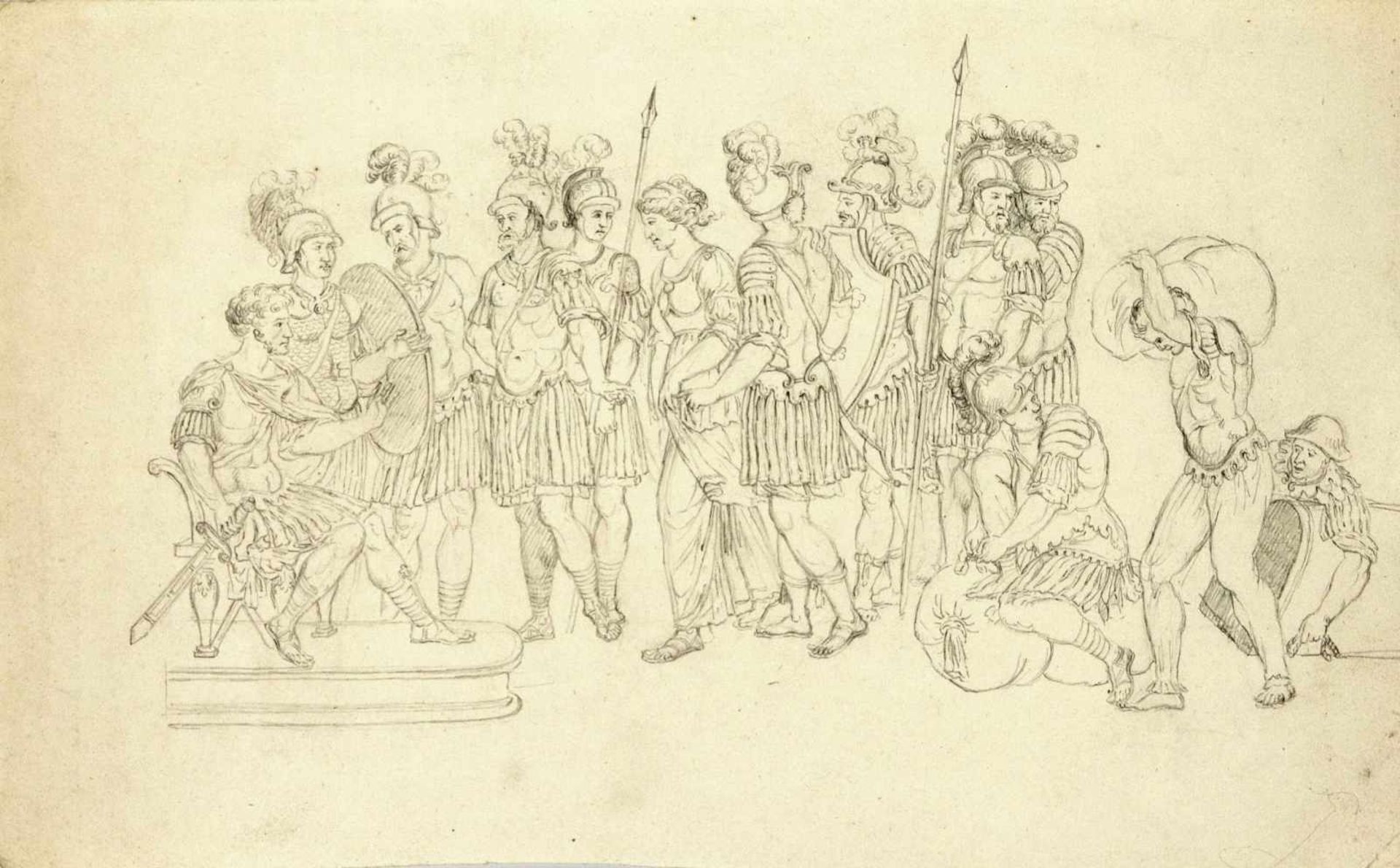 Großes Konvolut von 40 Zeichnungen d. 19. Jh., viele mit Schweizer Bezug, daruntertrinkende Kühe mit - Bild 6 aus 6