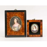 Zwei Miniaturen um 1900, einmal Helene Sedlmayr, einmal Lola Montez, jew. in Oval und re.bez. n