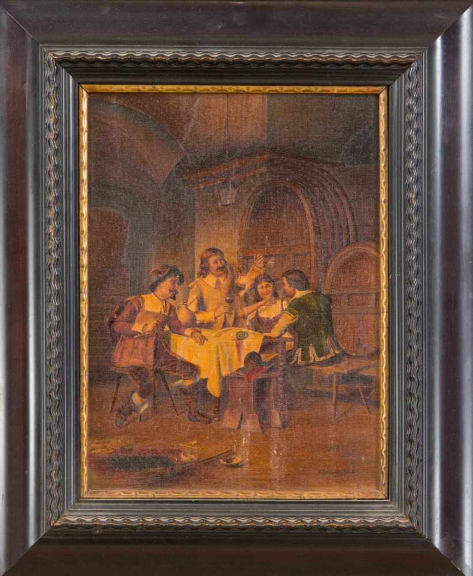 H. Crugeri, Genremaler 1. H. 20. Jh., bayrische Wirtshausrunde, Öl auf Lwd. über Holz, u.re. sign.