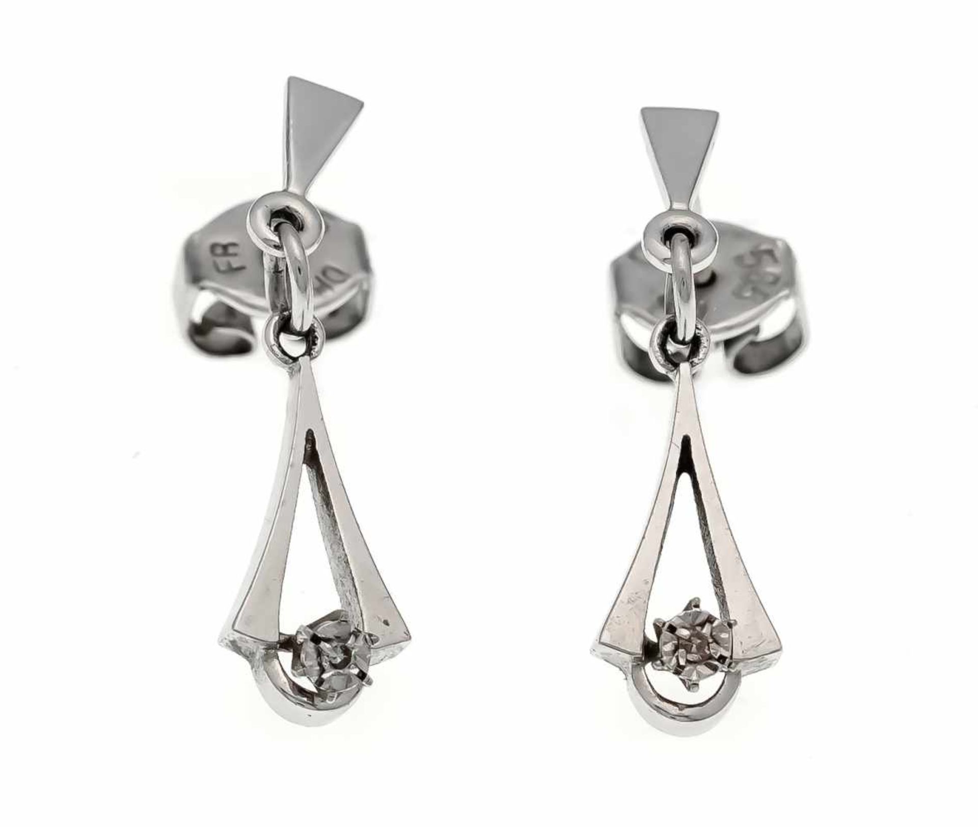 Diamant-Ohrstecker WG 585/000 mit je einem Diamanten, L. 35 mm, 2,7 gDiamond stud earrings WG 585/