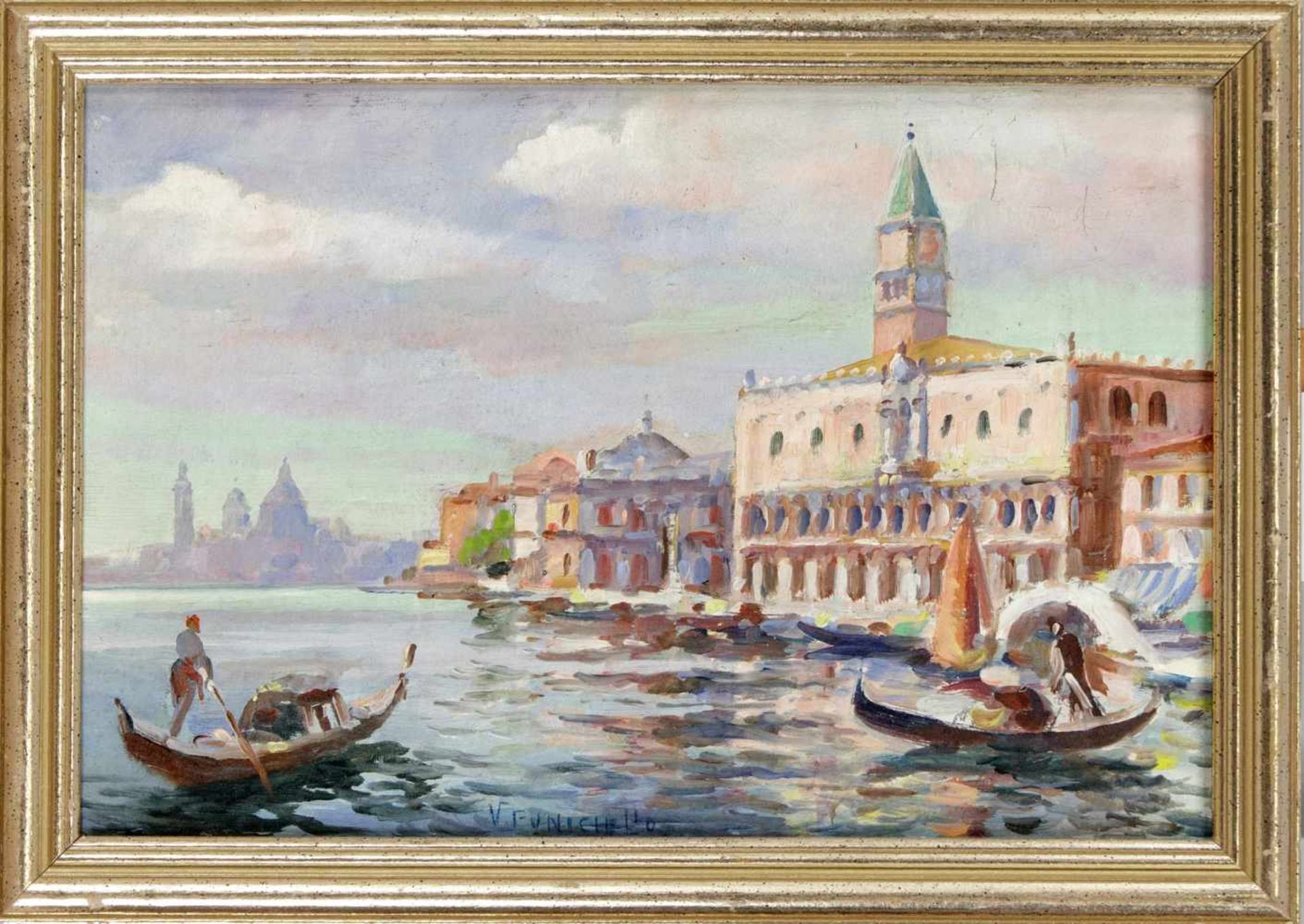 Vincenzo Funiciello (1905-ca.1955), ital. Ansichtenmaler, Ansicht von Venedig, Gouache aufKarton, u.