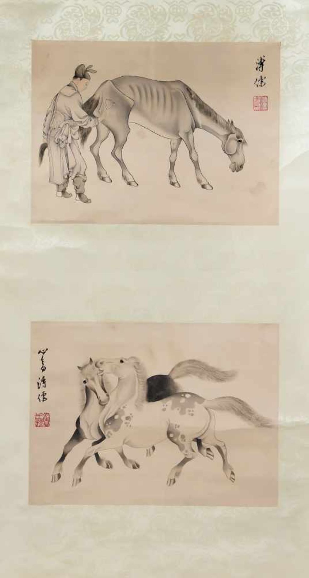 4 Bildrollen, China, 20. Jh., unterschiedliche Motive und Techniken. Leicht ber., Breiteim - Bild 3 aus 4