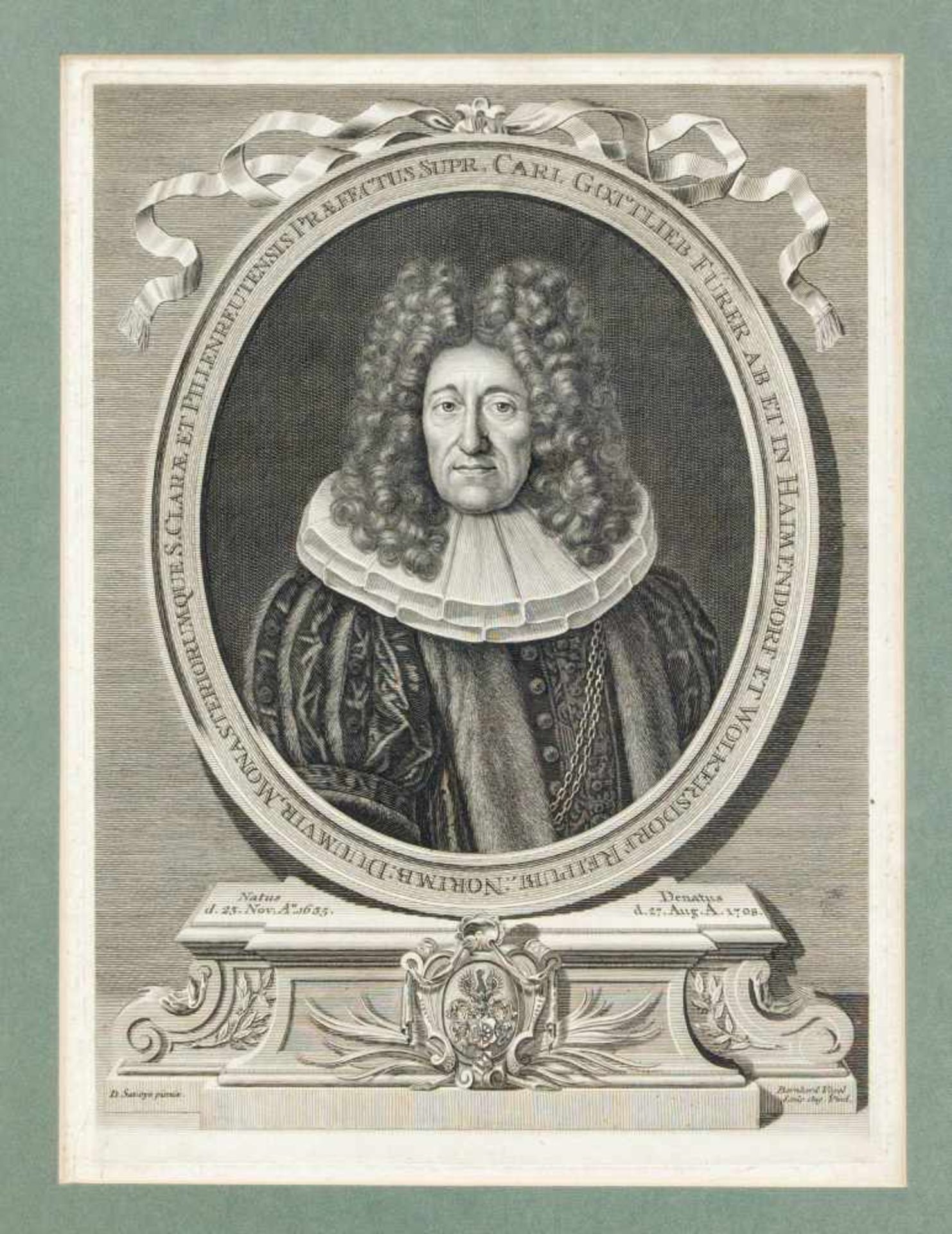 Bernhard Vogel (1683-1737), zwei Augsburger Kupferstiche des frühen 18. Jh. mit Portraitsvon Carl