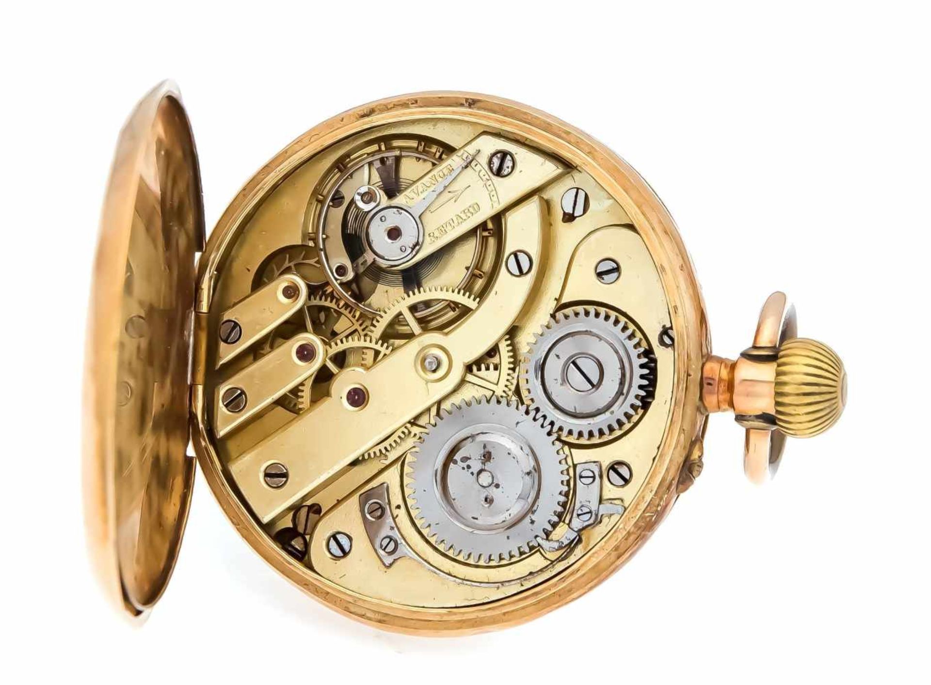 Taschenuhr offen, 1 Deckel und Gehäuse GG 585/000, Rückseite mit Rankenmotiven und - Image 2 of 2