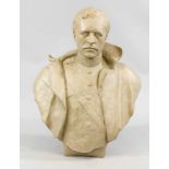 Anonymer Bildhauer des 19. Jh., imposante, überlebensgroße Büste eines Mannes mithochgeschlagenem