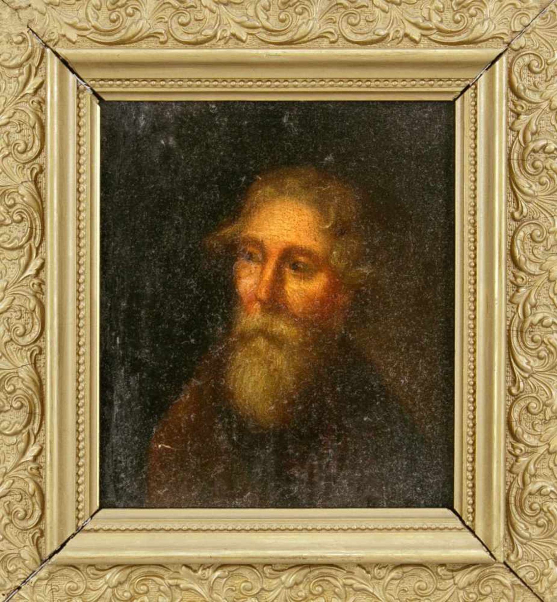Zwei Herrenportraits des 18. Jh., kleine Kopie nach dem Selbstportrait Tintorettos in Ölauf Holz,