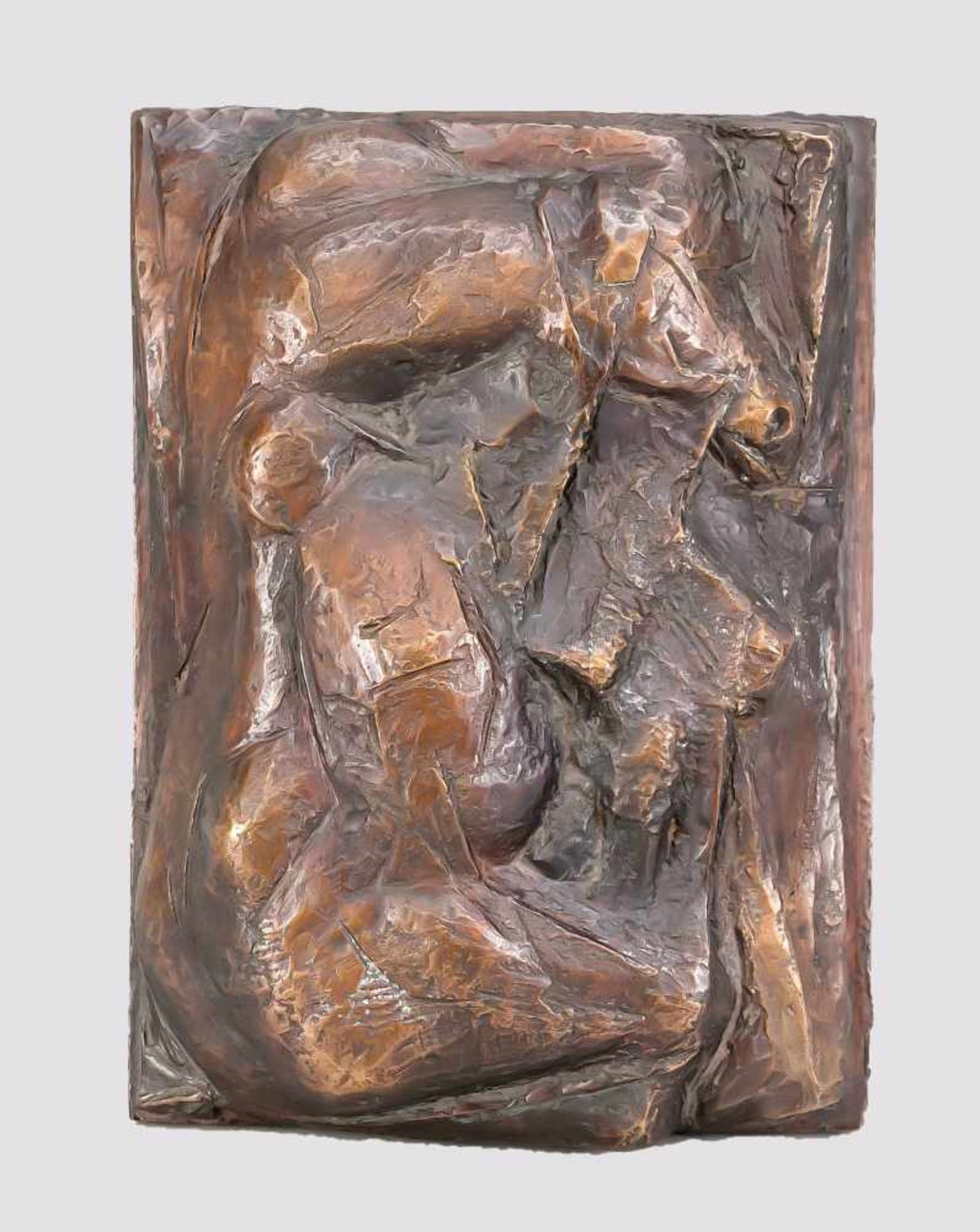 Rolf Kuhrt (*1936) (attrib), "Das Fohlen", Relief, patinierte Bronze, seitlichmonogrammiert "K",