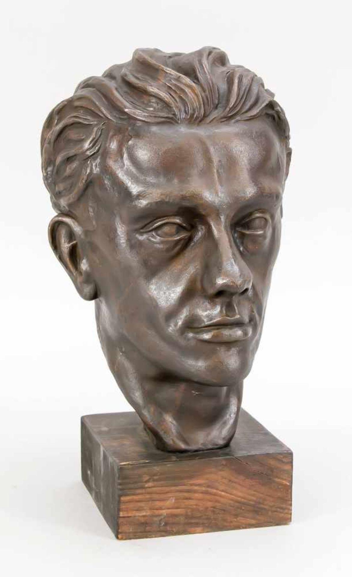 Unidentifizierter Bildhauer 1. H. 20. Jh., Männerbüste, patinierte Bronze auf späterergeschwärzter