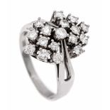 Brillant-Ring WG 585/000 mit 18 Brillanten, zus. 1,0 ct TW-W/VS-SI, RG 54, 4,8 gBrilliant ring WG