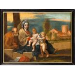 Italienischer Maler um 1700, die Heilige Familie mit Johannes, der eine Taube hält voreiner