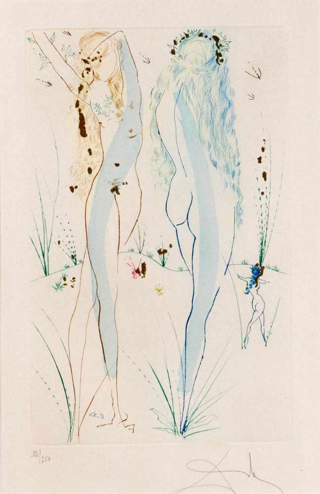 Salvador Dali (1904-1989), "Return, Return Shulamite", aquarellierte Farbradierung