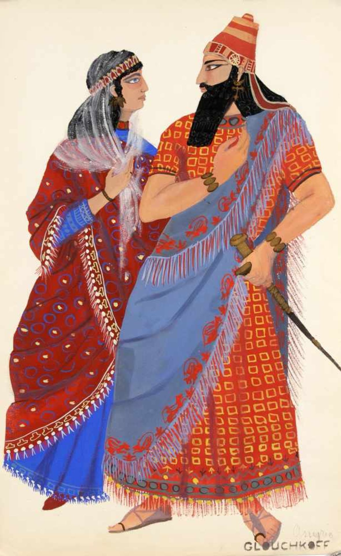 Glouchkoff, russisch-frz. Theatermaler Mitte 20. Jh., Konvolut von 5 Kostümentwürfen zueinem antiken - Bild 5 aus 5