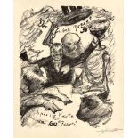 Lovis Corinth (1858-1925), Speisekarte zum 60. Geburtstag (Selbstbildnis mit dem Tod),Lithographie