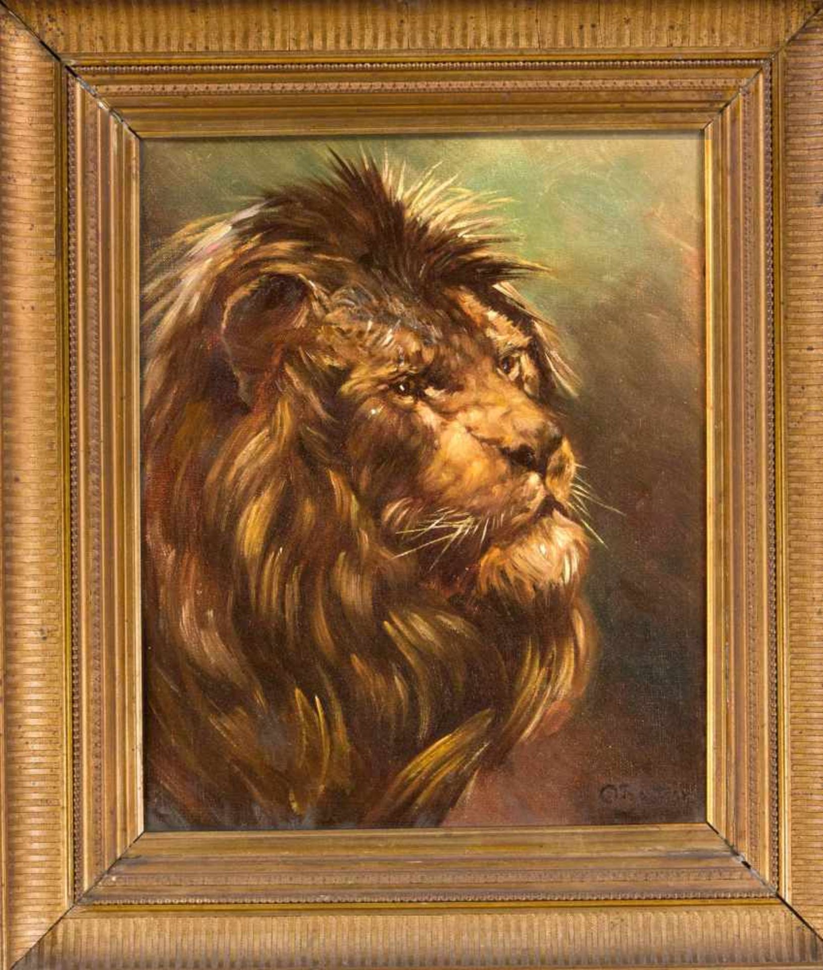 Carl Frederick Bartsch (1829-1908), dänischer Maler, Bildnis eines Löwen, Öl auf Lwd., u.re.