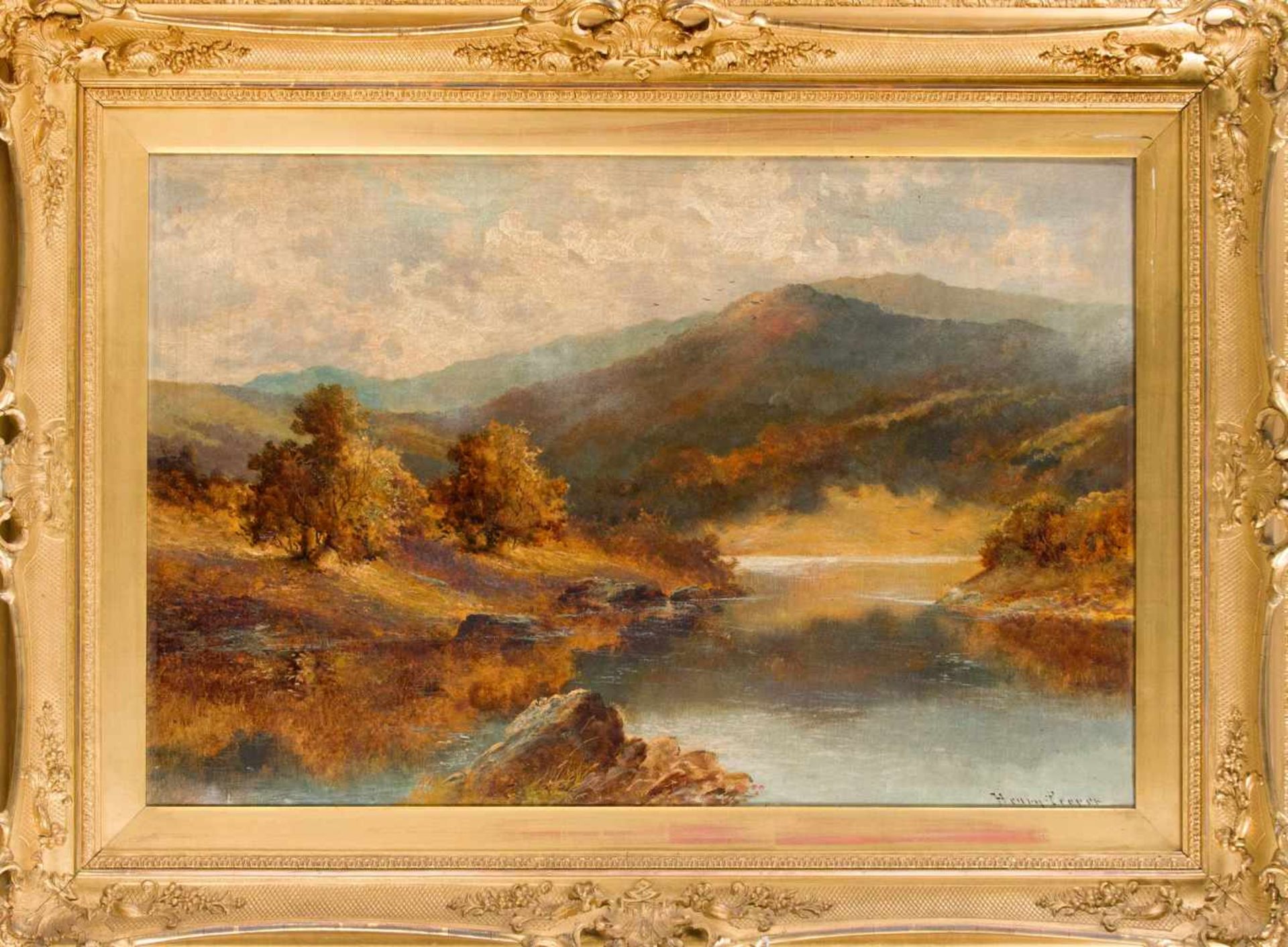 Henry Cooper (tätig um 1910-1925), englischer Landschaftsmaler, romantisches Hochlandidyllim Herbst,