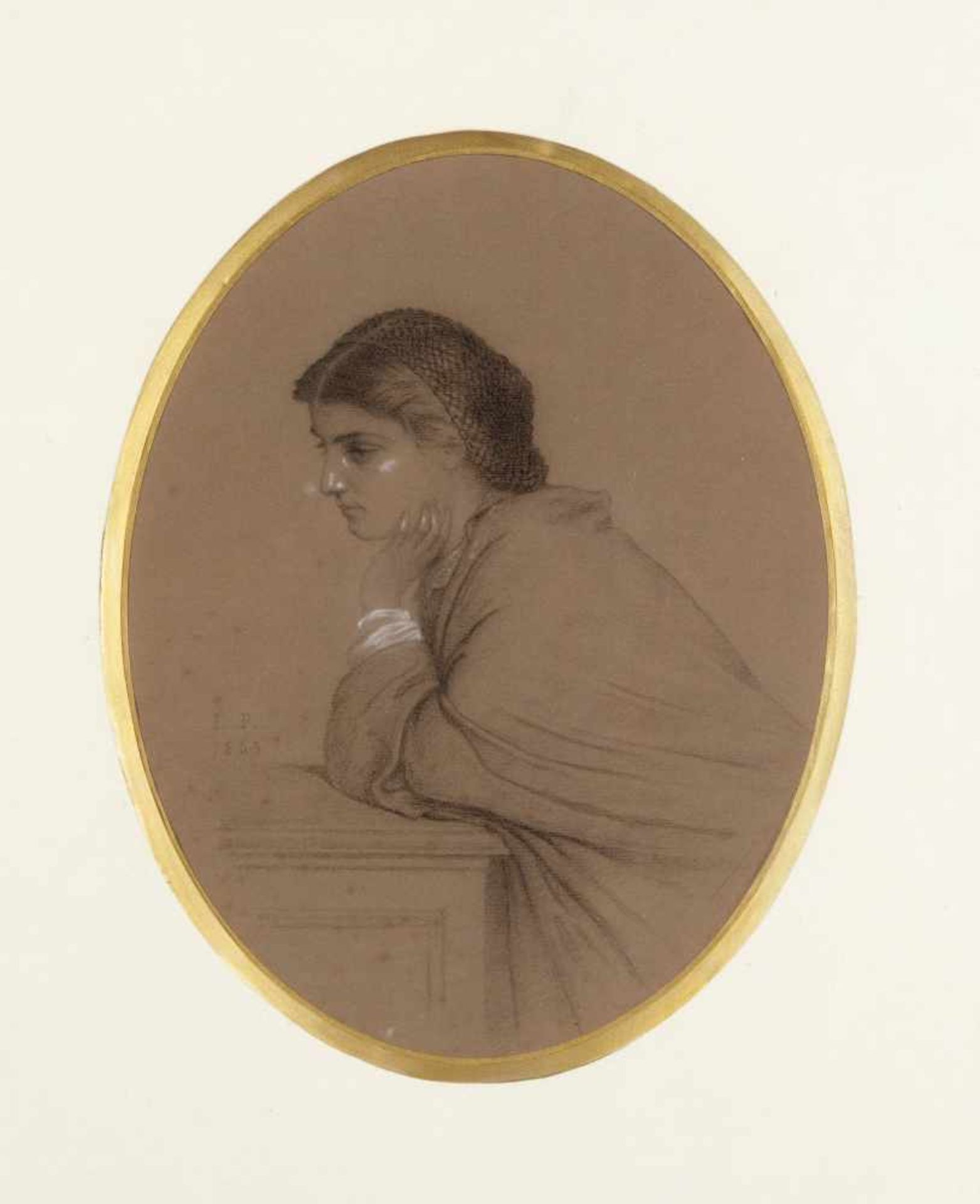 Monogrammist E.P. um 1860, Konvolut von vier Portraits, Zeichnungen in partiell weißgehöhter