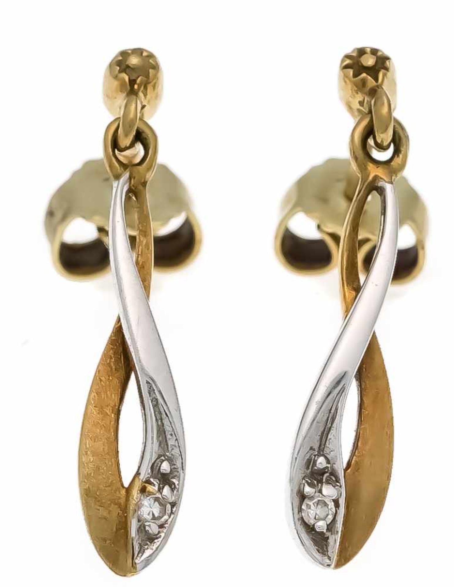 Diamant-Ohrstecker GG/WG 585/000 mit je einem Diamanten, L. 18 mm, 2,1 gDiamond stud earrings GG /