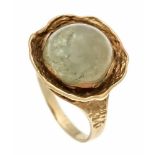 Edelstein-Ring GG 585/000 mit einem grünen Edelsteincabochon 11 mm, RG 54, 6,0 gGemstone ring GG