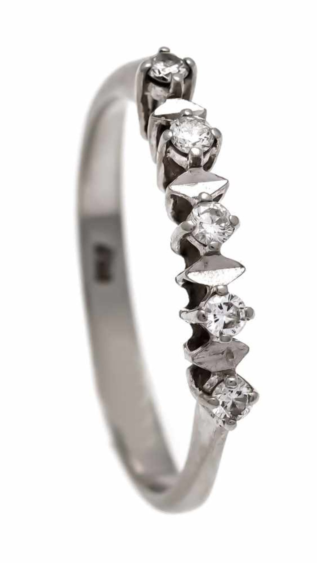 Brillant-Ring WG 750/000 mit 5 Brillanten, zus. 0,12 ct W/SI, RG 57, 2,1 gBrilliant ring WG 750/
