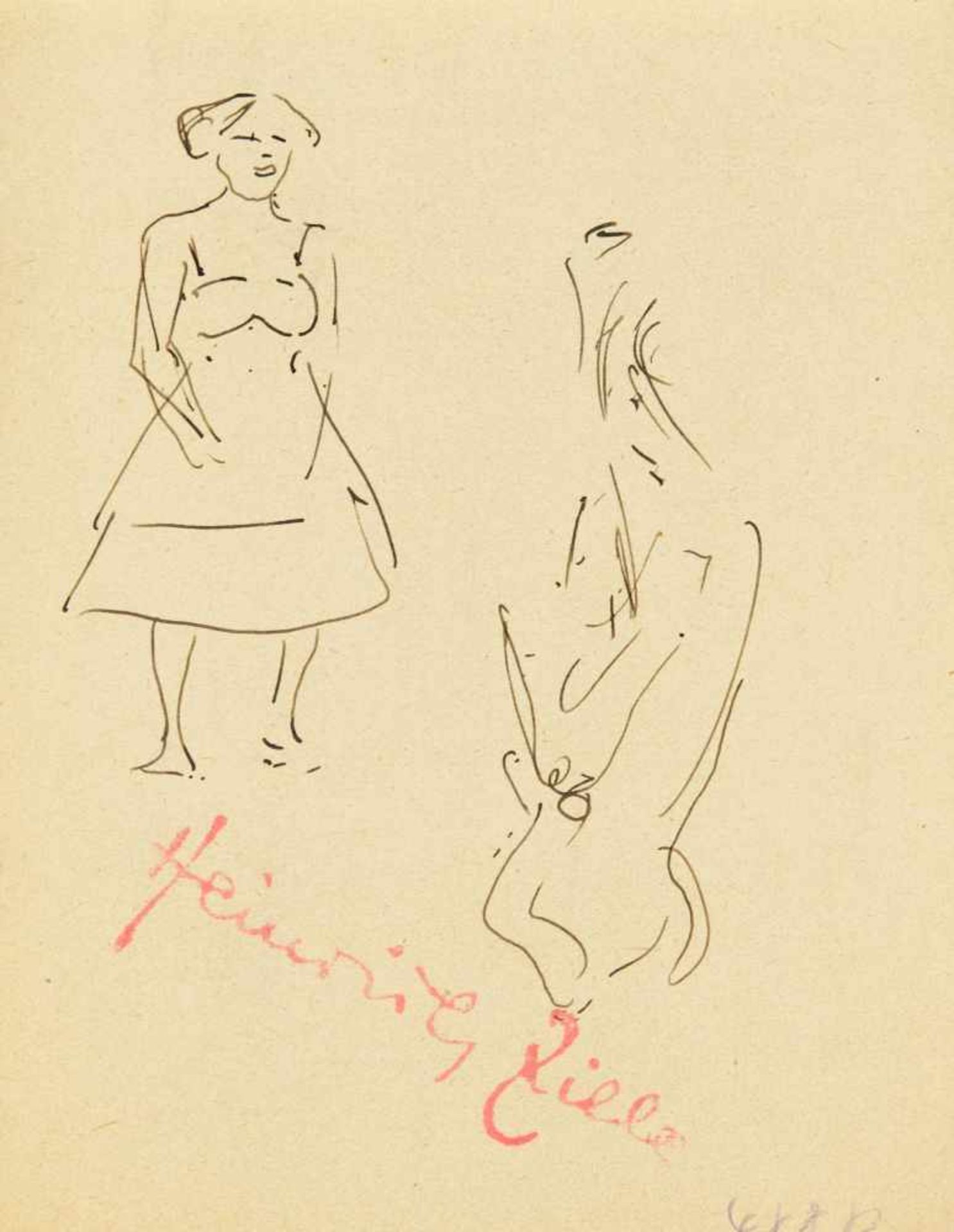 Heinrich Zille (1858-1929), zwei Figurenstudien recto und verso, Ferderzeichnung aufPapier, recto