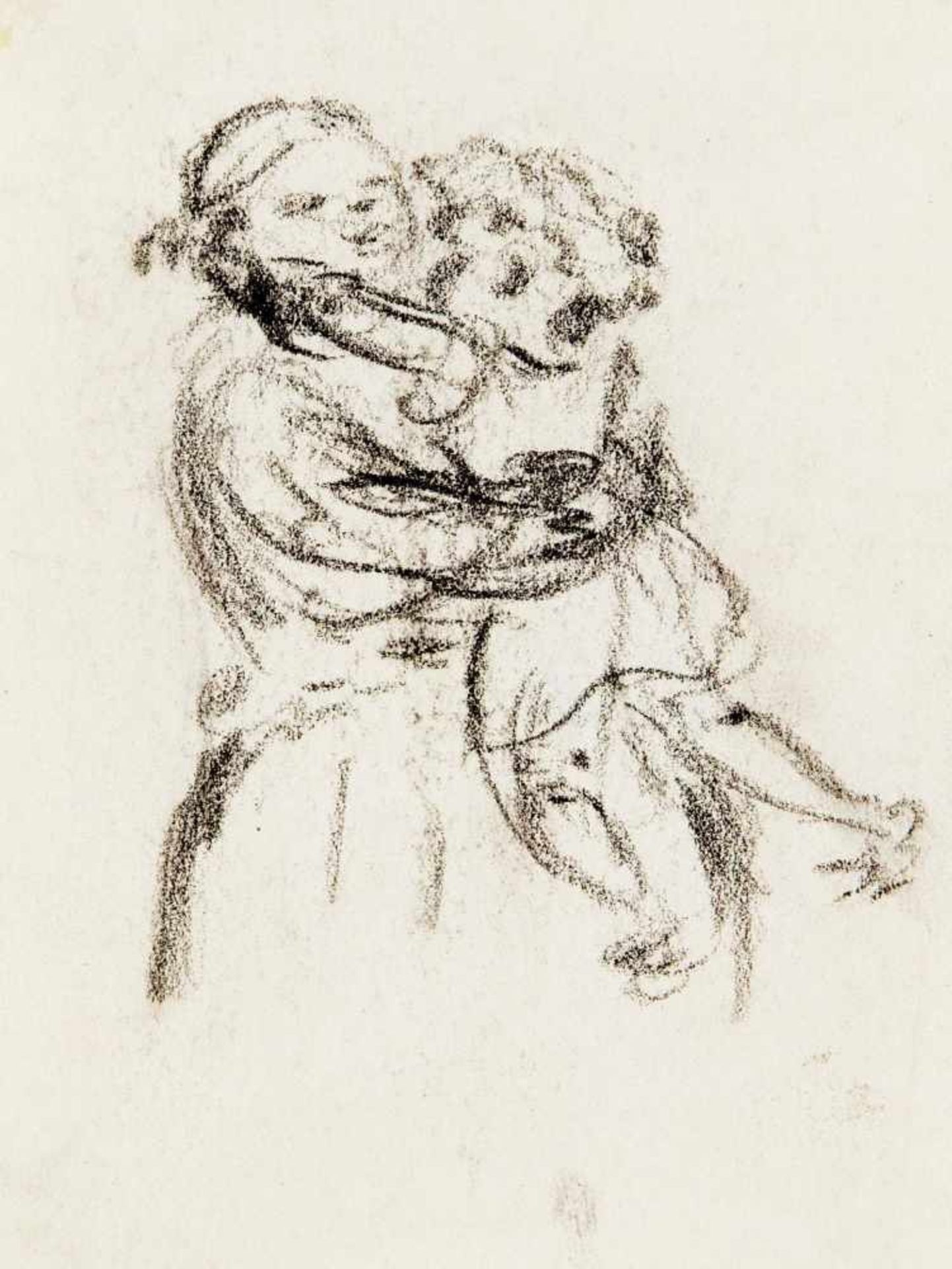 Heinrich Zille (1858-1929), Mutter mit Kind auf dem Arm, Zeichnung in schwarzer Kreide aufPapier,