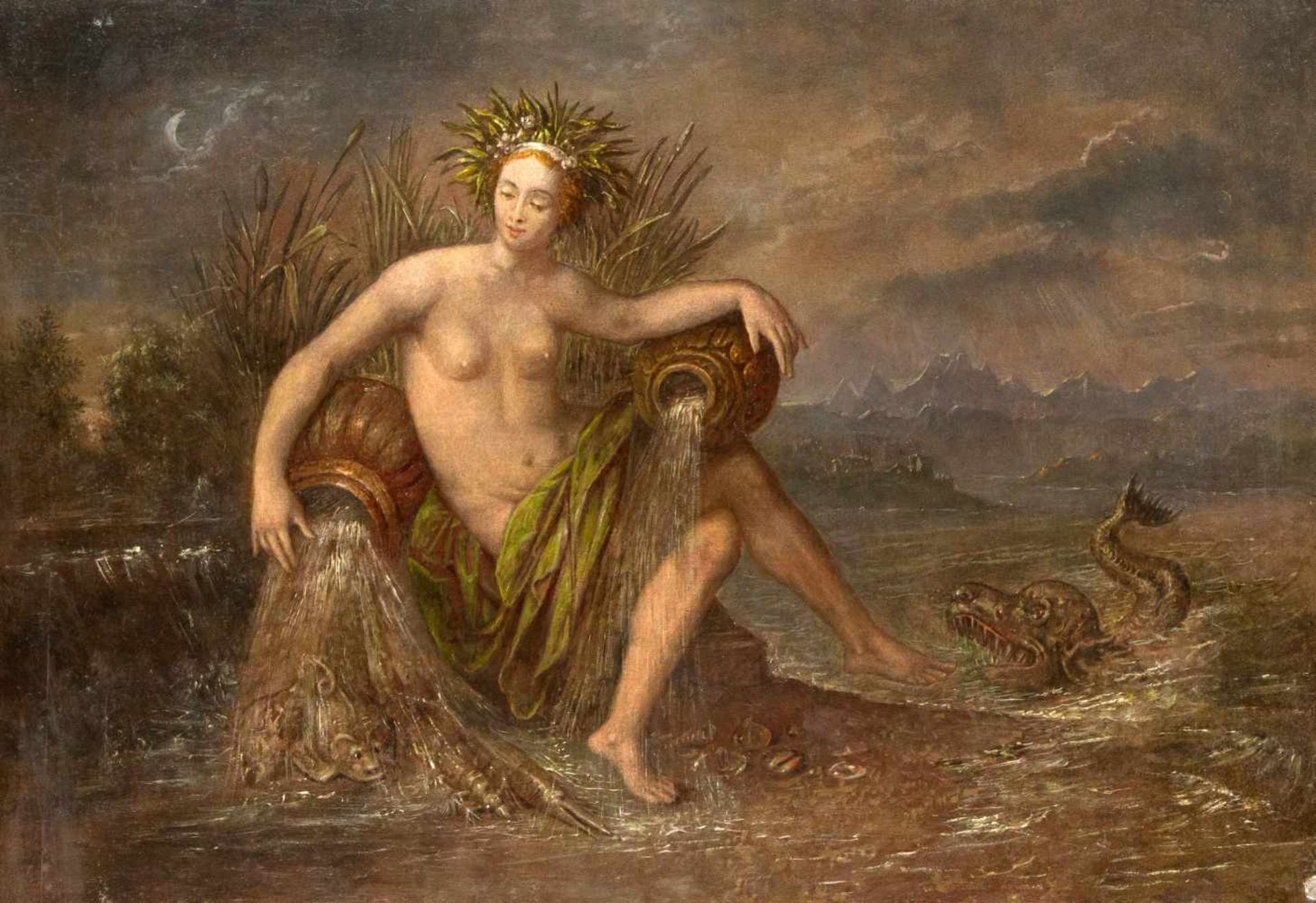 Anonymer Maler des 19. Jh., Personifikation des Elementes "Wasser" ("Aqua"), Darstellungals ein am