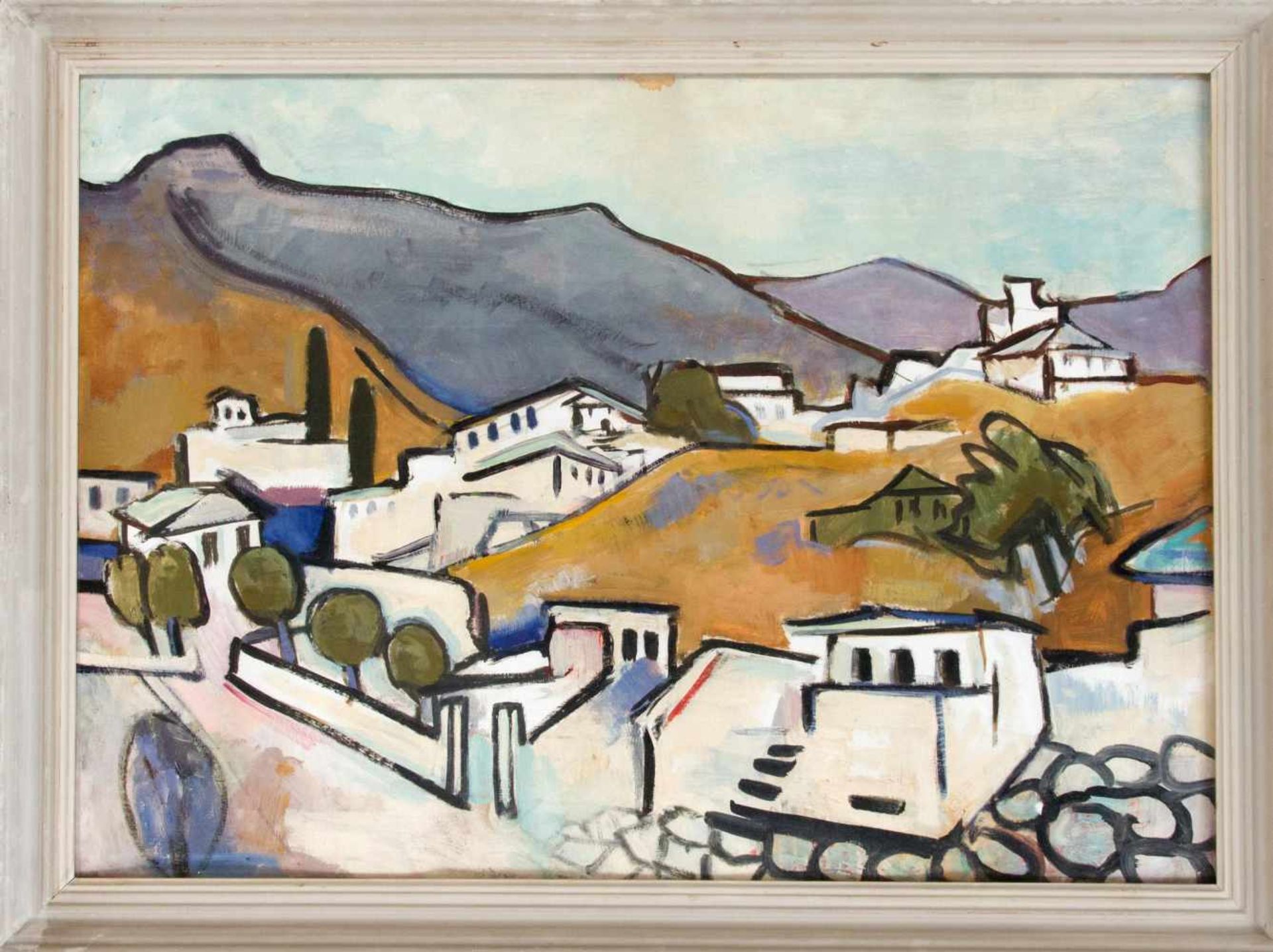 Grete Csaki-Copony (1893-1990), Griechische Landschaft, Öl/Papier, unsign., Blattgr. ca.62 x 85