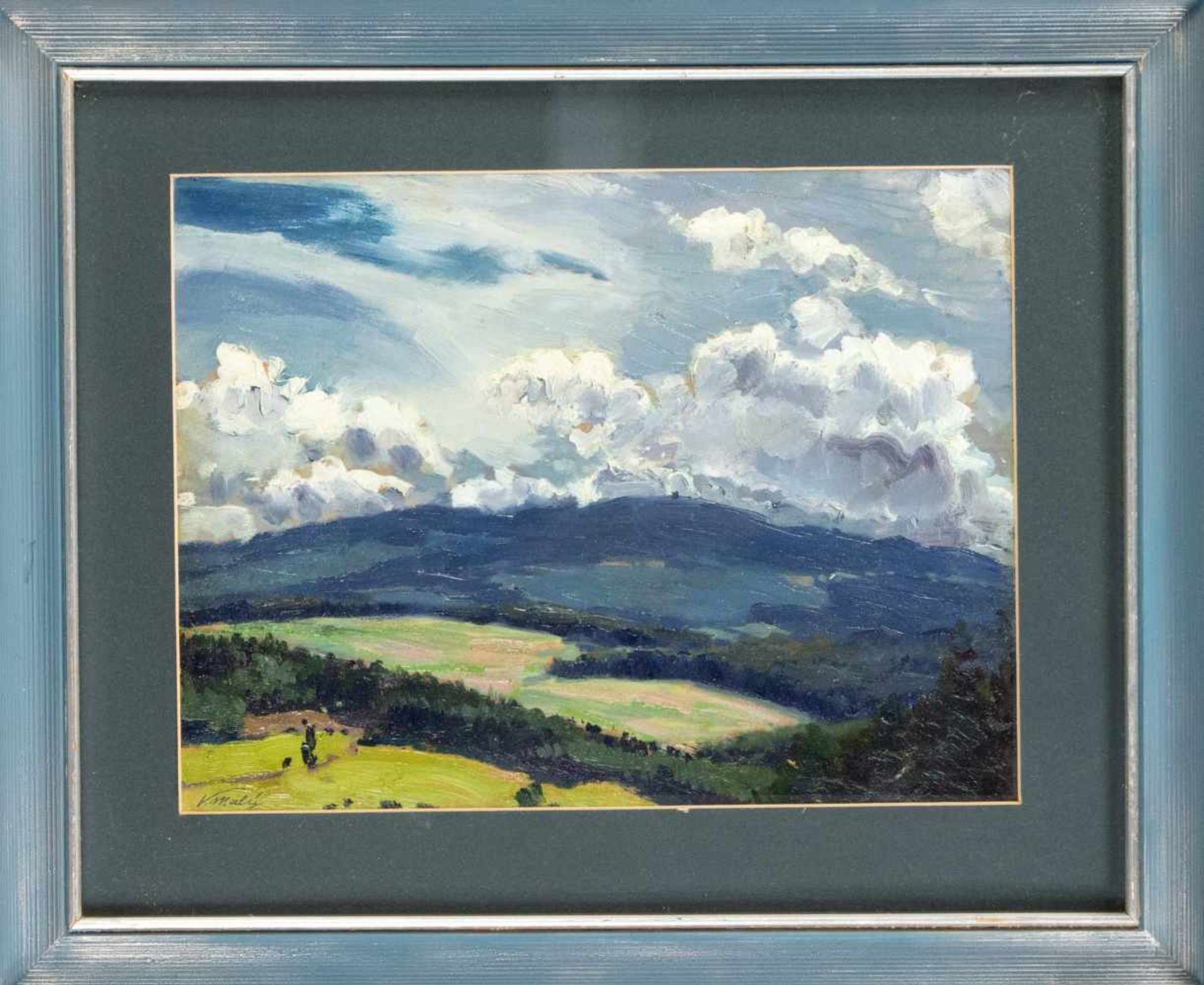 Vaclav Maly (1874-1935), tschechischer Landschaftsmaler, Partie im Riesengebirge, Öl aufKarton, u.