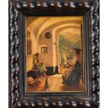 H. Crugeri, Genremaler 1. H. 20. Jh., private Schulstund in einem alpinen Bauernhaus mitBlick auf