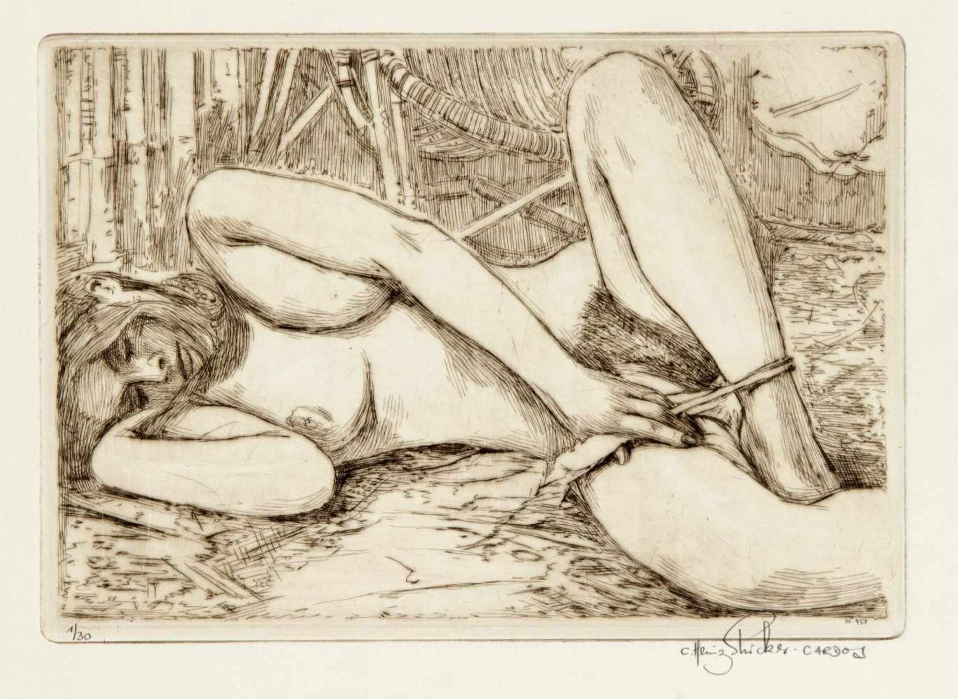 Erotik - Konvolut von dre Grafiken verschiedener Künstler 2. H. 20. Jh., André Dunoyer deSegonzac ( - Bild 2 aus 3