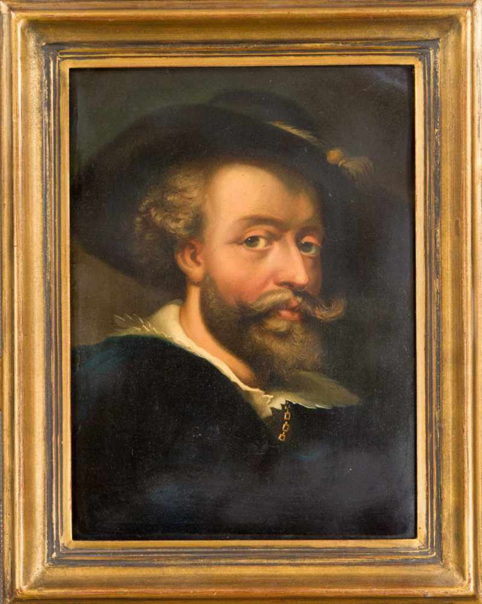 Selbstportrait von Peter Paul Rubens als Hommage an Rubens durch einen Maler um 1800, Ölauf Papier