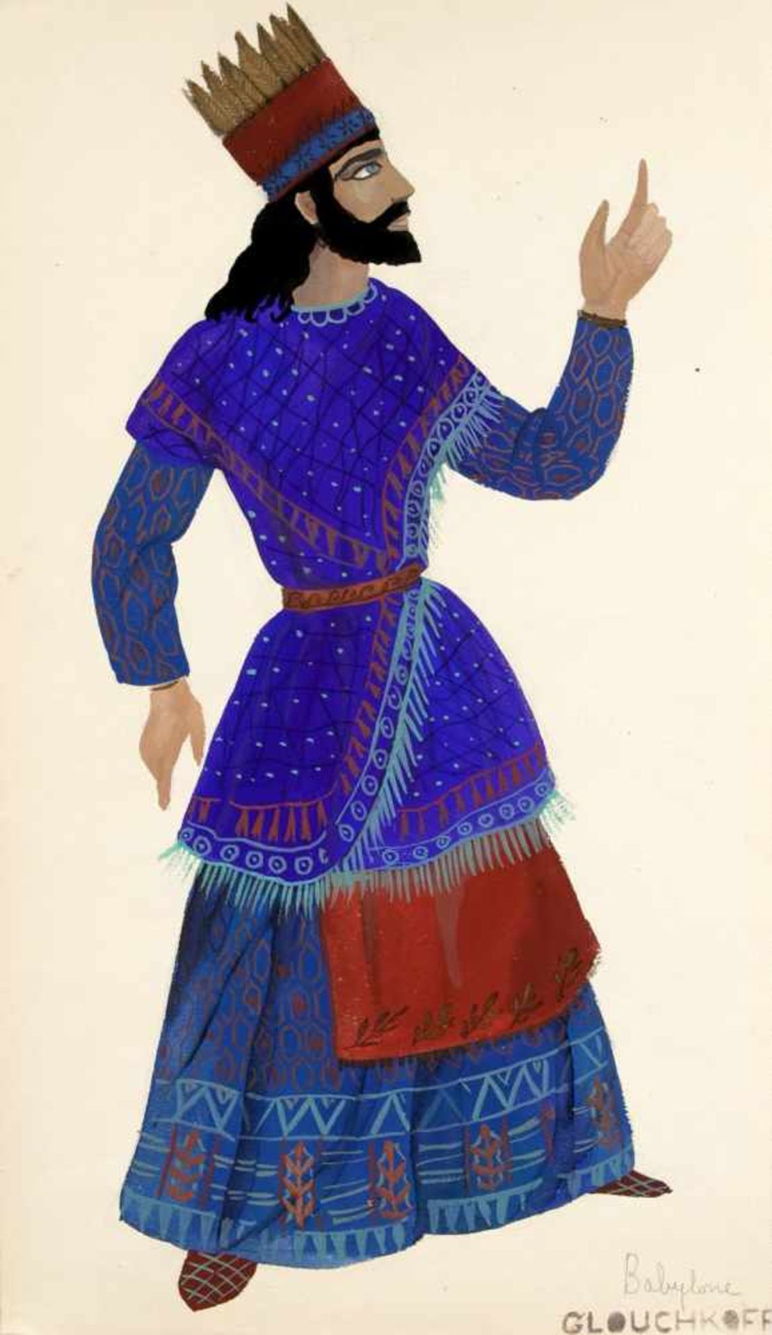 Glouchkoff, russisch-frz. Theatermaler Mitte 20. Jh., Konvolut von 5 Kostümentwürfen zueinem antiken - Bild 3 aus 5