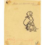 Heinrich Zille (1858-1929), Kind eine Puppe neben sich her schleifend, Umrisszeichnung inFeder, bzw.