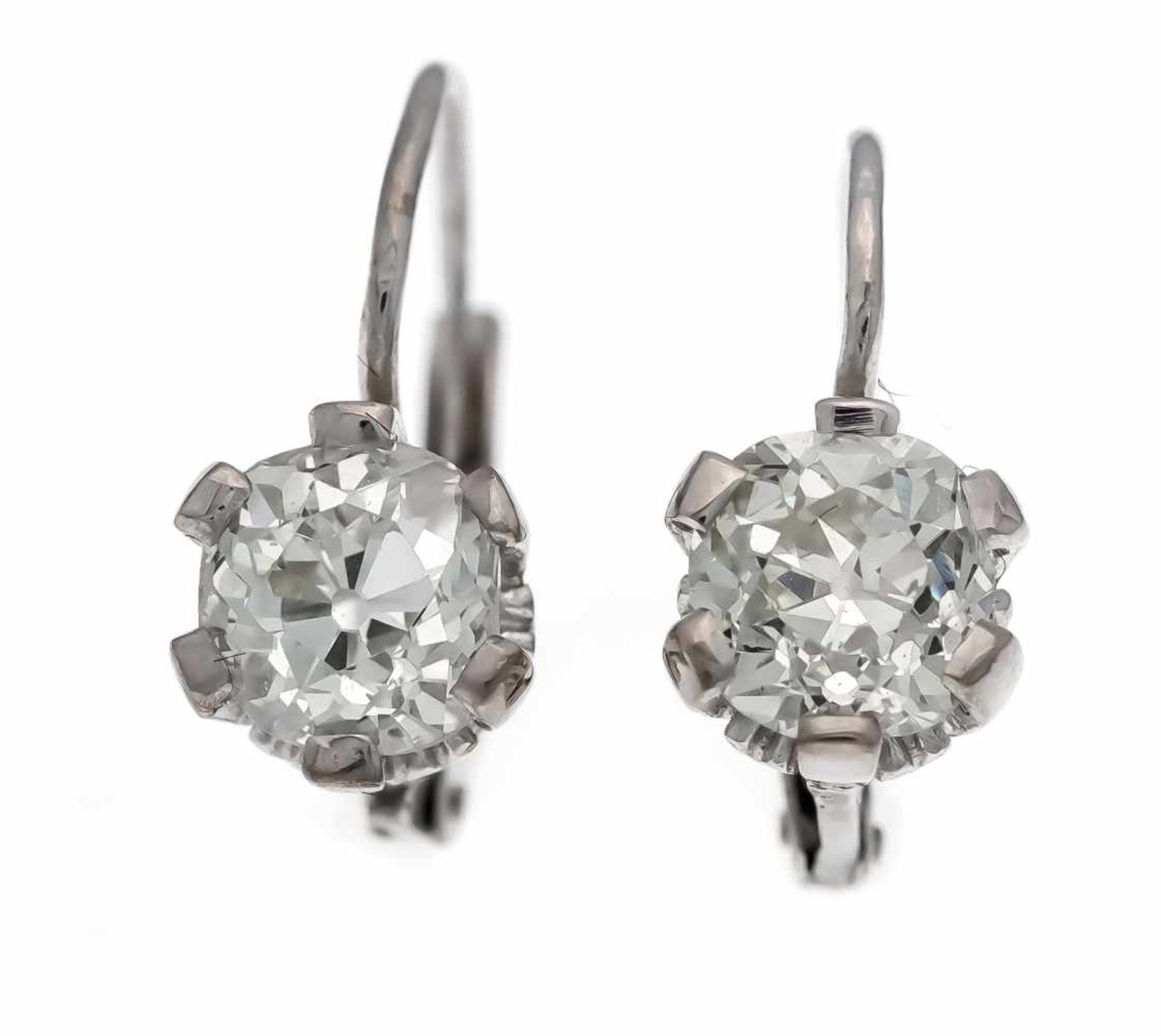 Altschliff-Diamant-Ohrringe WG 750/000 mit 2 Altschliff-Diamanten, zus. 2,20 ct l.get.W -get.W (J-