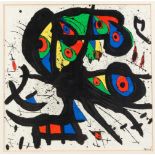 Joan Miró (1893-1983), quadratische Farblithographie auf Velin, u. re. im Druck sign.,leichter