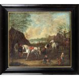 Philips Wouwerman (1619-1668), Nachfolger, 17. Jh., Lager mit Pferden und spielendenKindern, Öl