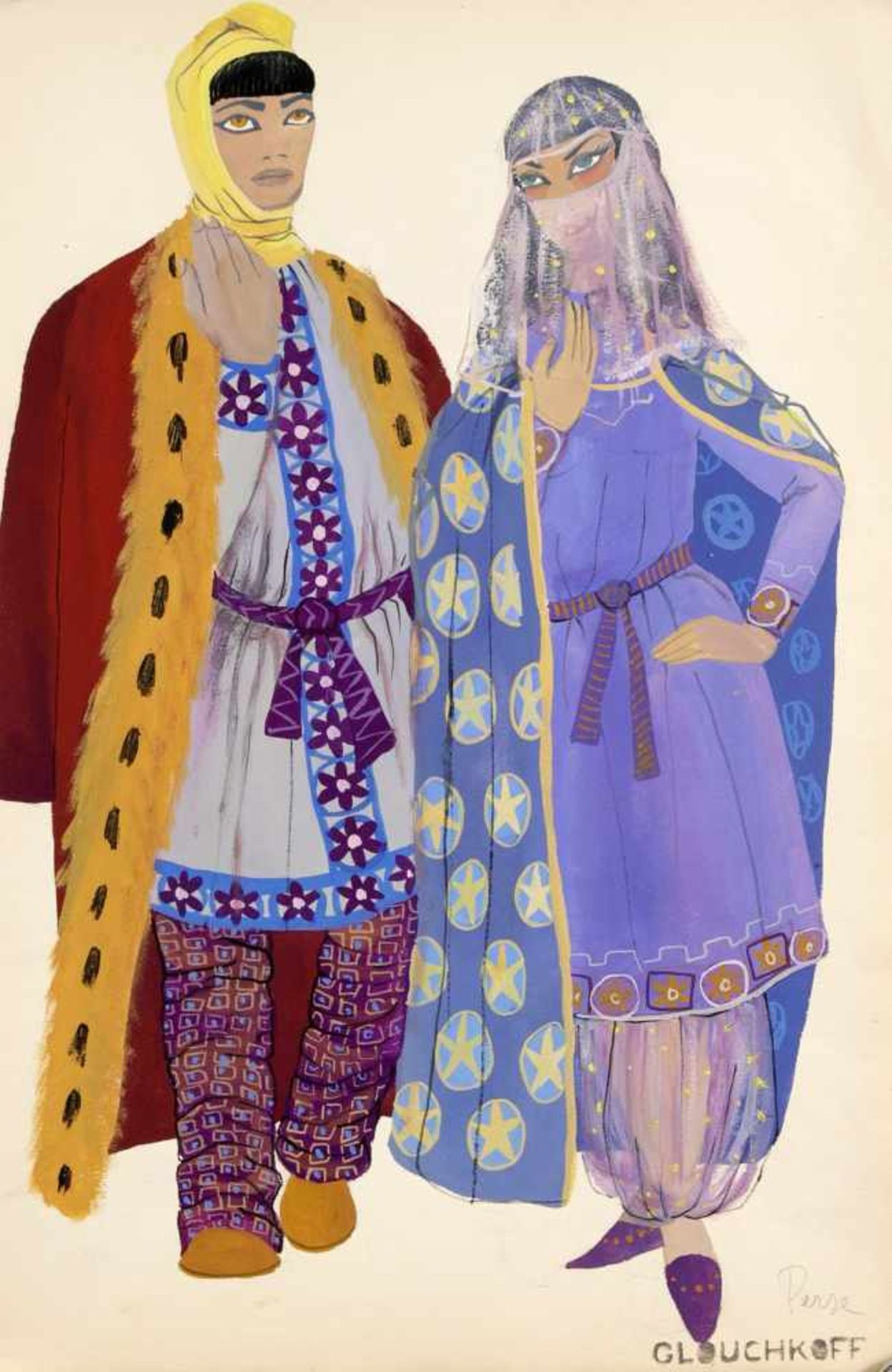 Glouchkoff, russisch-frz. Theatermaler Mitte 20. Jh., Konvolut von 5 Kostümentwürfen zueinem antiken - Bild 4 aus 5