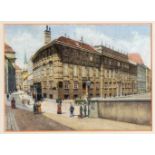 Ludwig Schaedl (1920-?), Wiener Vedutenmaler, Ansicht des Lobkowitzplatzes in Wien,Aquarell auf