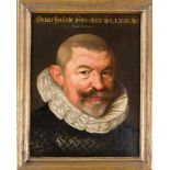 Deutscher Bildnismaler um 1615, Portrait des Adrian Freundt im Alter von 63 Jahren, Öl aufHolztafel,