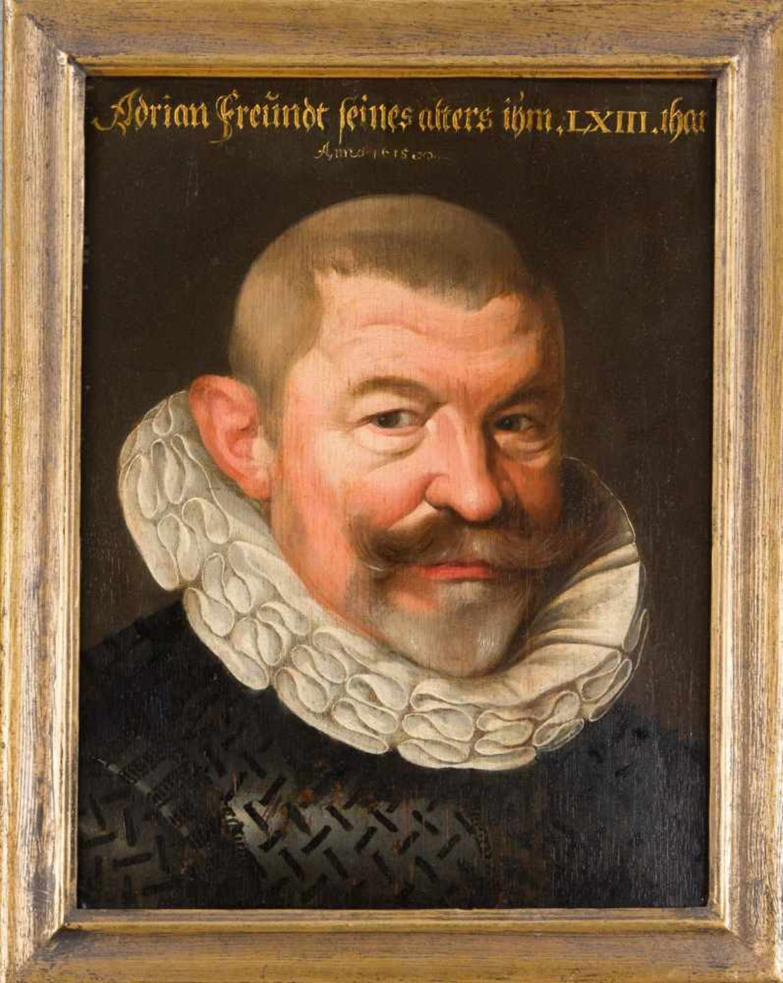 Deutscher Bildnismaler um 1615, Portrait des Adrian Freundt im Alter von 63 Jahren, Öl aufHolztafel,