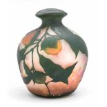 Vase, Frankreich, 20. Jh., Daum (?), Nancy, ovaler Stand, abgeflachter Korpus, schlankerHals