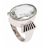 Aquamarin-Ring WG 585/000 mit einem oval fac. Aquamarin 16 x 11 mm, RG 53, 7,0 gAquamarine ring WG