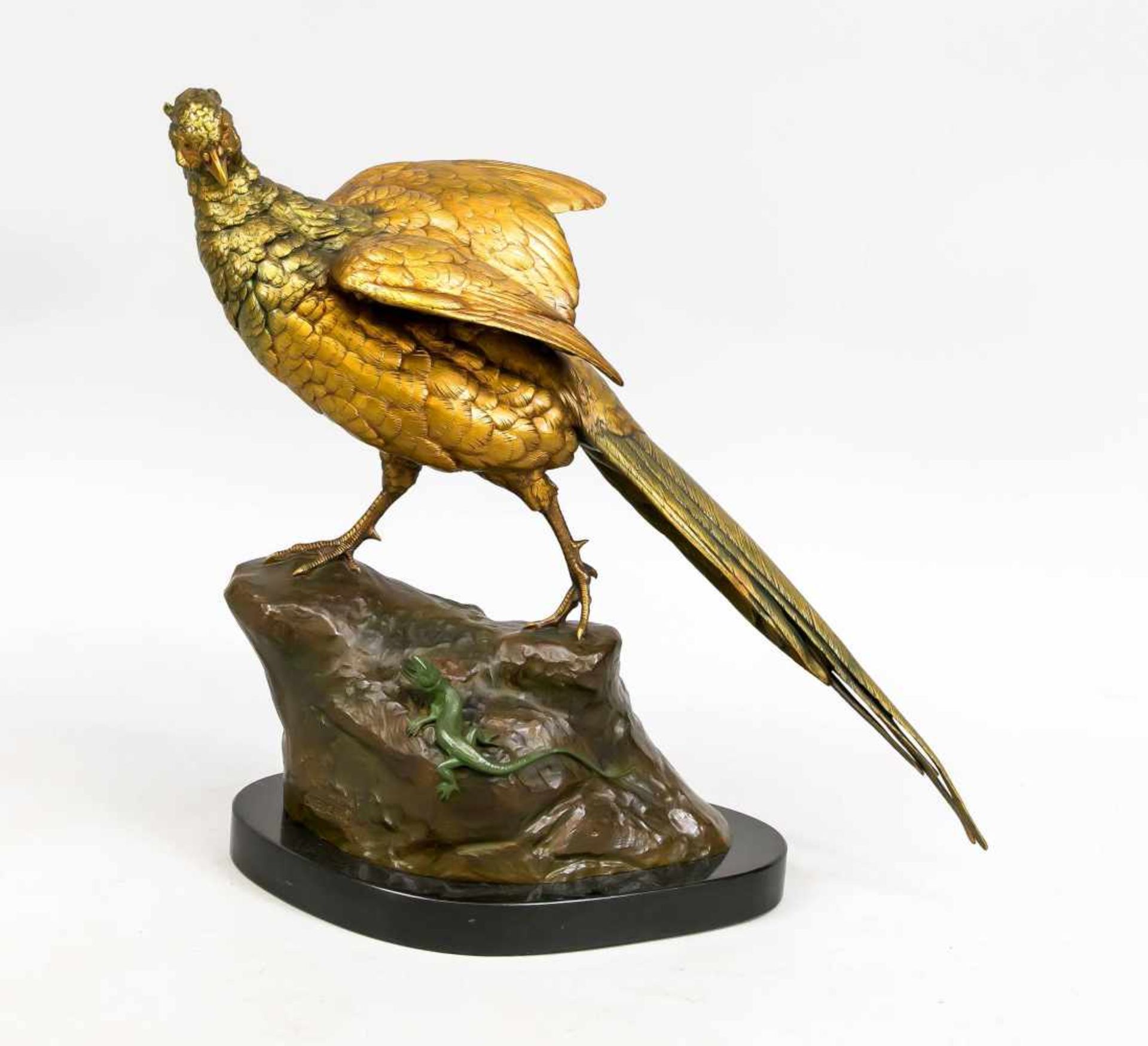 Alfred Dubucand (1828-1894), frz. Tierbildhauer, imposante Skulptur eines Goldfasans miteiner