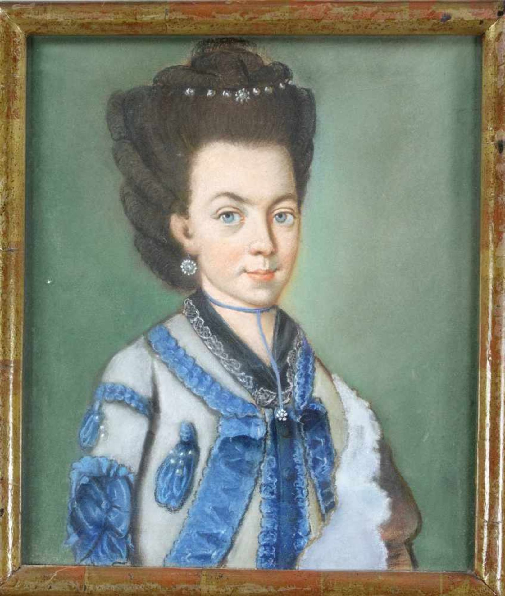 Anonymer Bildnismaler um 1800, Portrait einer adeligen Dame, Pastellkreide auf Papier,unsign., 40