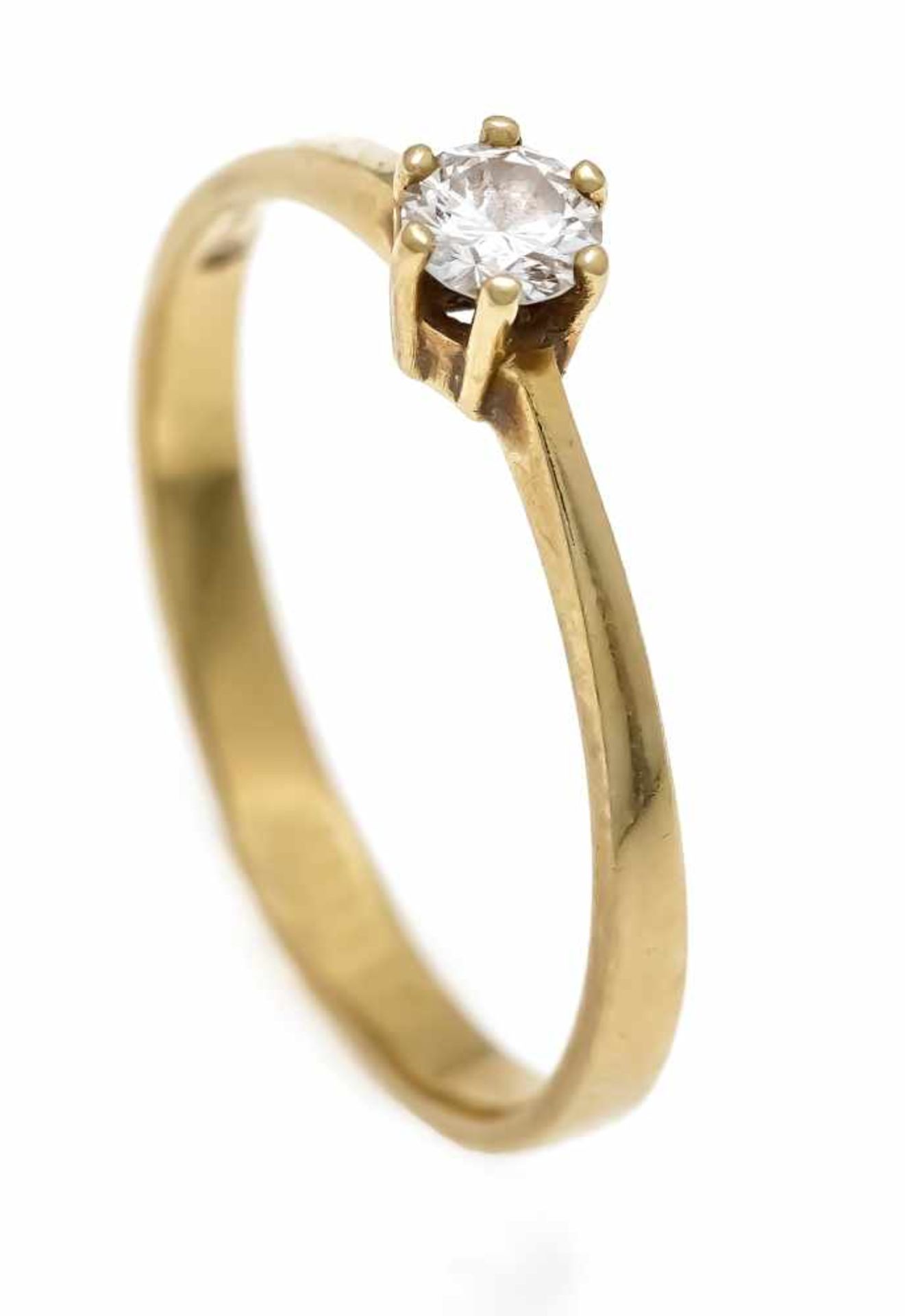 Brillant-Ring GG 585/000 mit einem Brillanten 0,20 ct W/SI, RG 60, 2,2 gBrilliant ring GG 585/000
