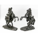 Guillaume Coustou (1677-1746), nach, imposante Bronze-Gruppe 'Pferdepaar von Marly', 19.Jh.,
