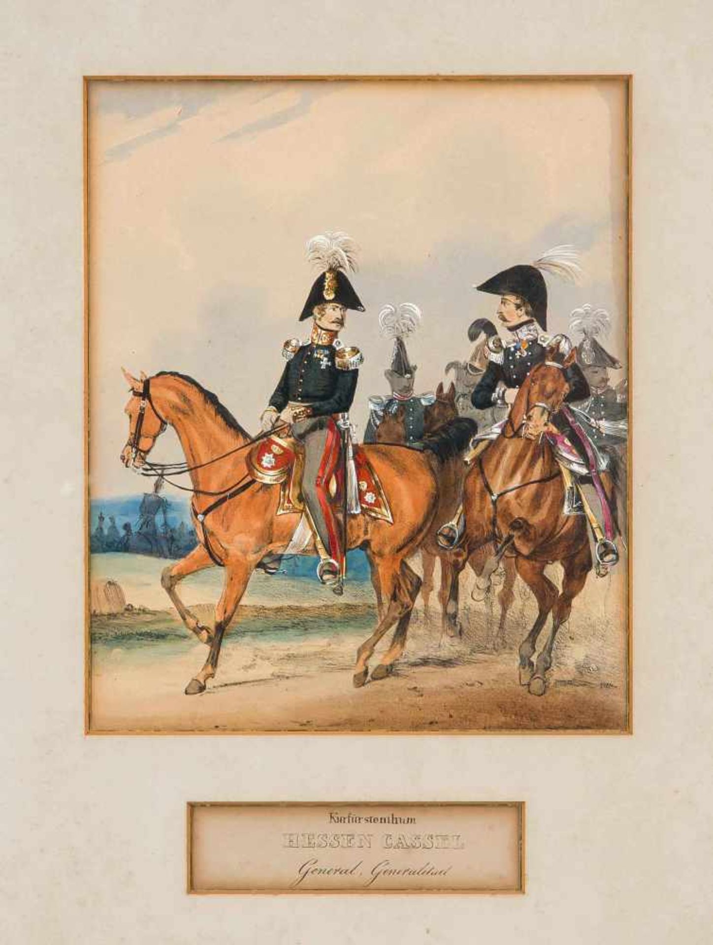 Militaria --- Eckert und Monten, drei aquarellierte Lithographien aus: "Heinrich AmbrosEckert, Das